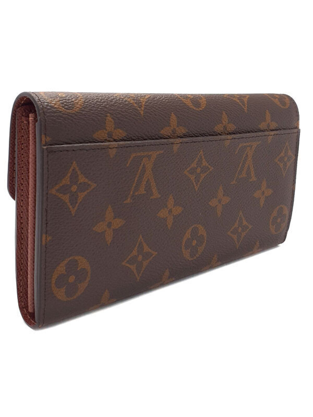 Louis Vuitton Long Sarah Wallet fold Monogram Portefeuille Bi Brown